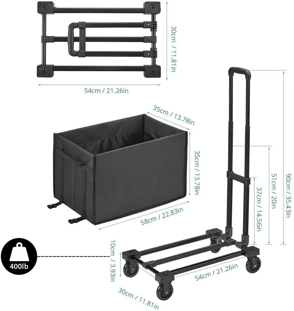2-in-1 Folding Heavy-Duty Hand Truck with Bag - Image 2