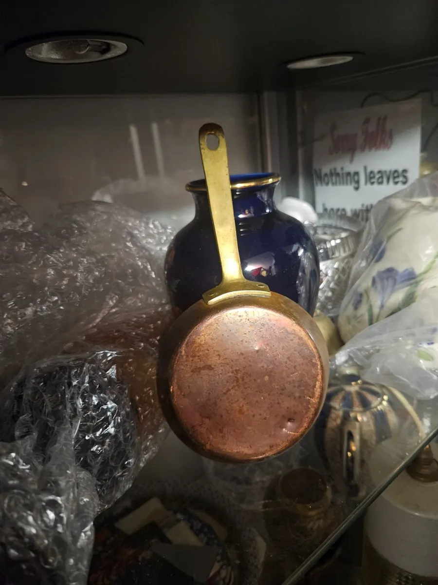 Vintage Copper and Brass Small Frying Pan - Image 1