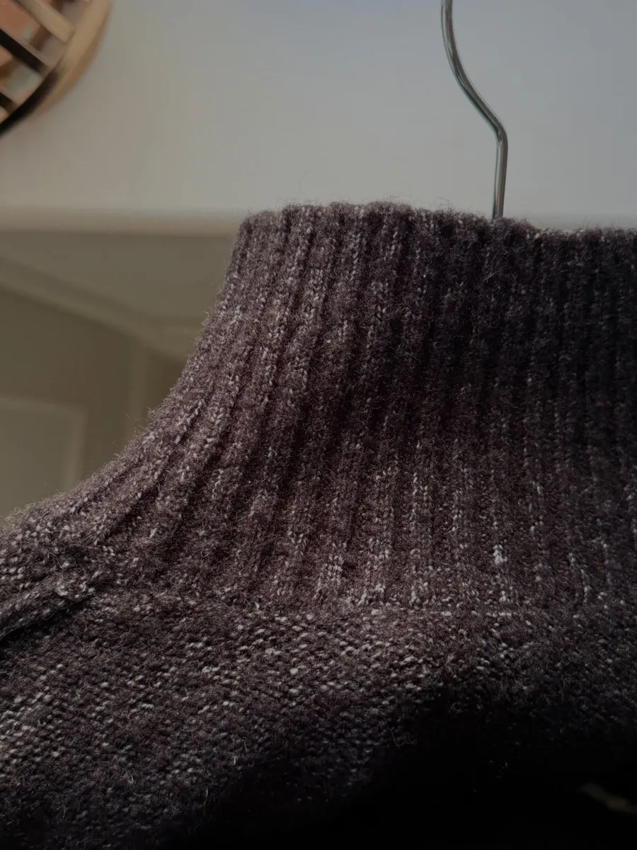 Black Shimmer Ribbed Turtleneck Sweater - Image 2