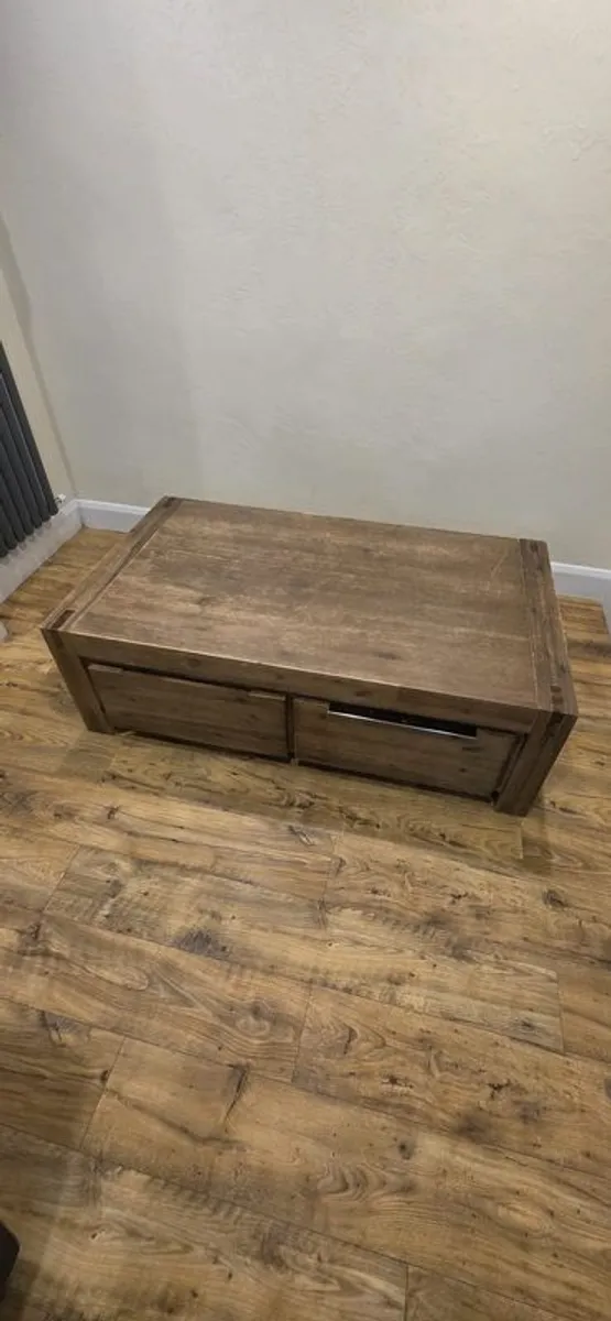 Coffee table solid wood with drawers heavy unique table - Image 2