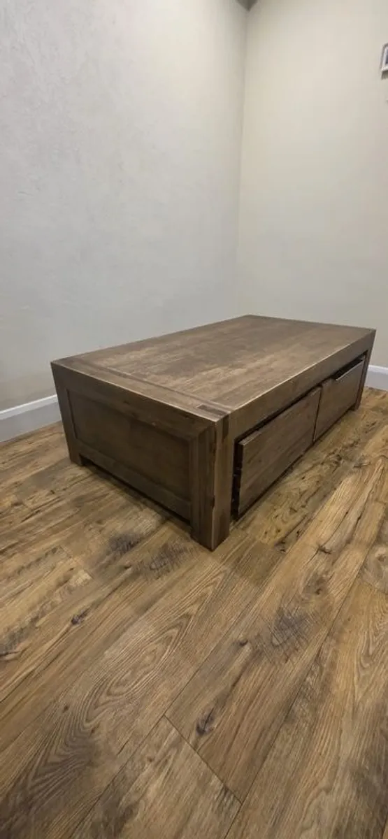 Coffee table solid wood with drawers heavy unique table - Image 3