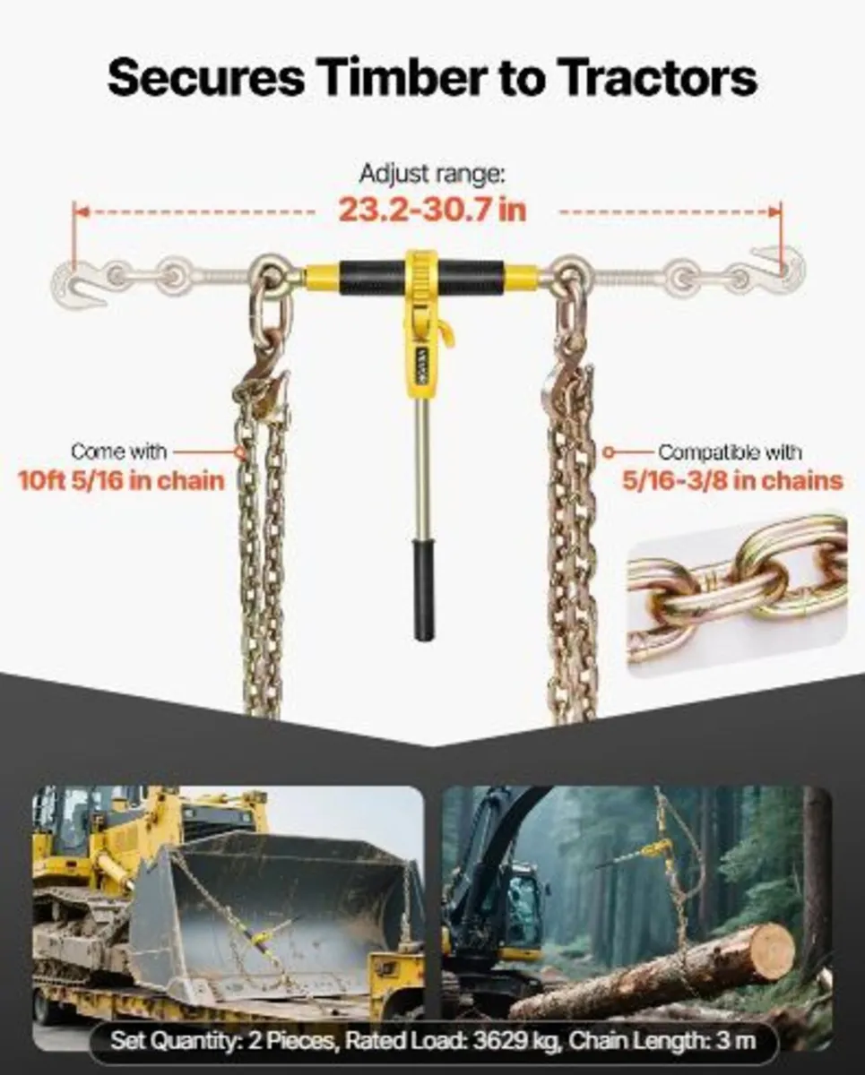 Ratchet Chain Binder, 8 mm x 3 m G80 Chains - Image 2