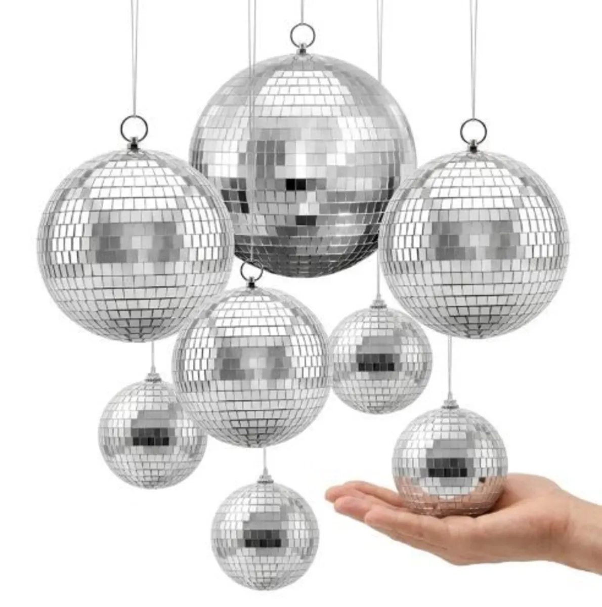 Mirror Disco Ball 100/150/200 mm 8-Pack - Image 1