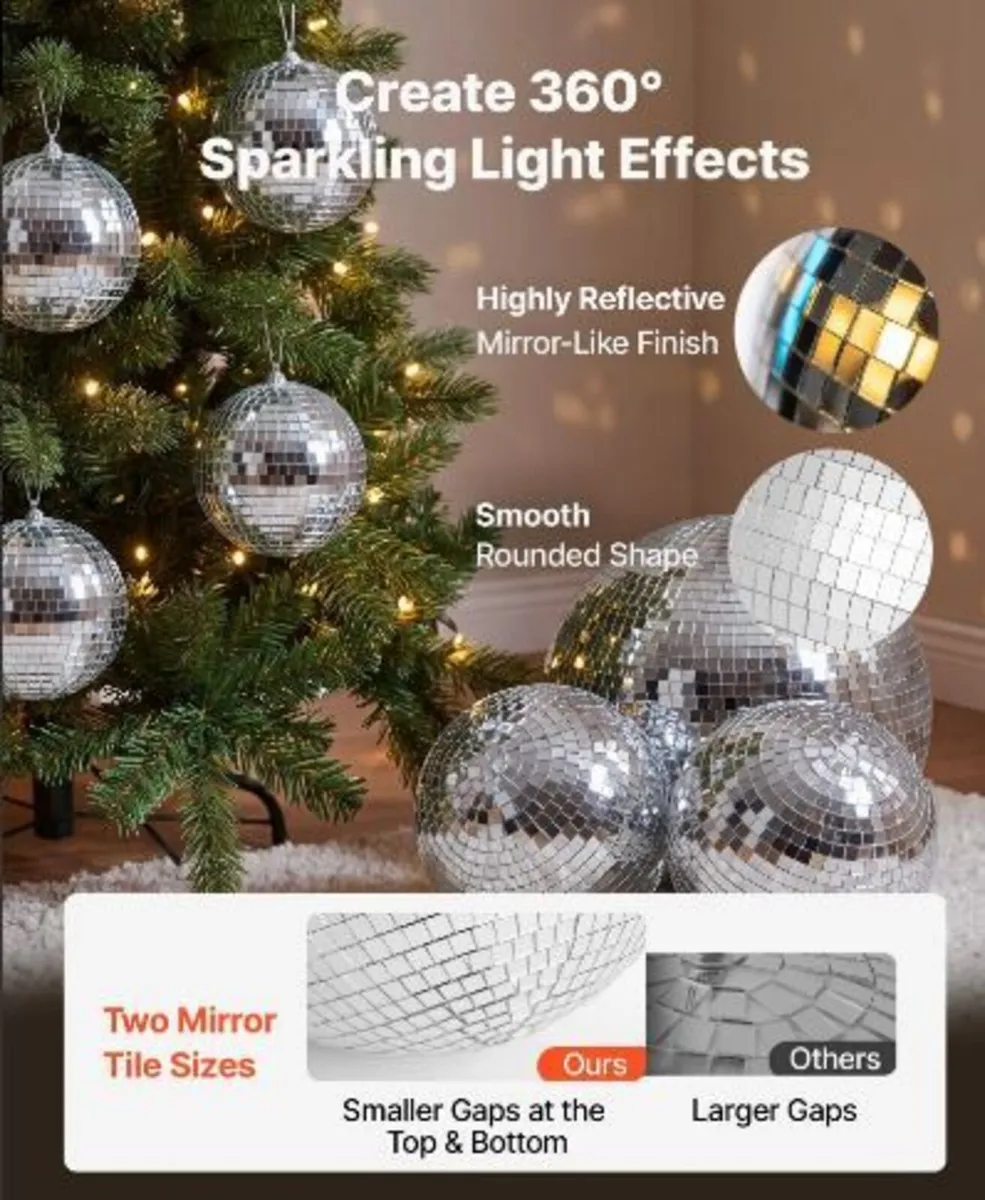 Mirror Disco Ball 100/150/200 mm 8-Pack - Image 4