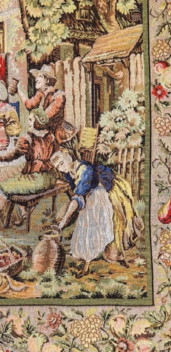 Vintage French "Fete Champetre" Village Festival Tapestry - Image 4