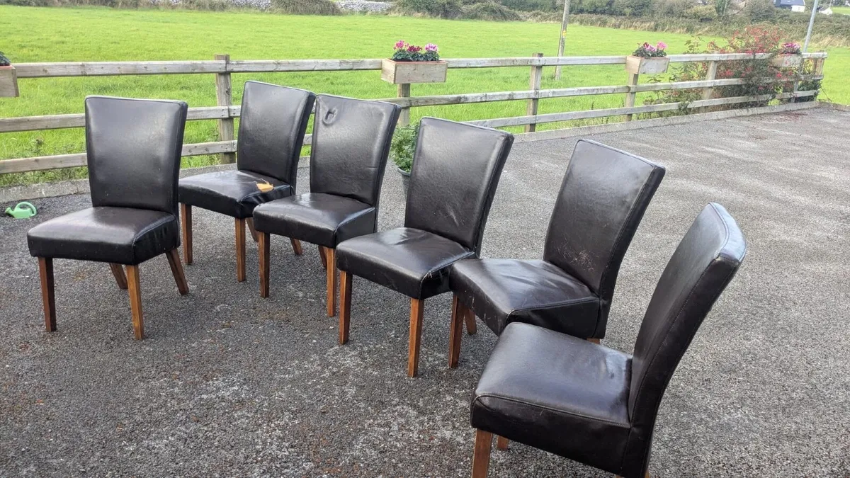 6 x leather dining chairs - Image 1