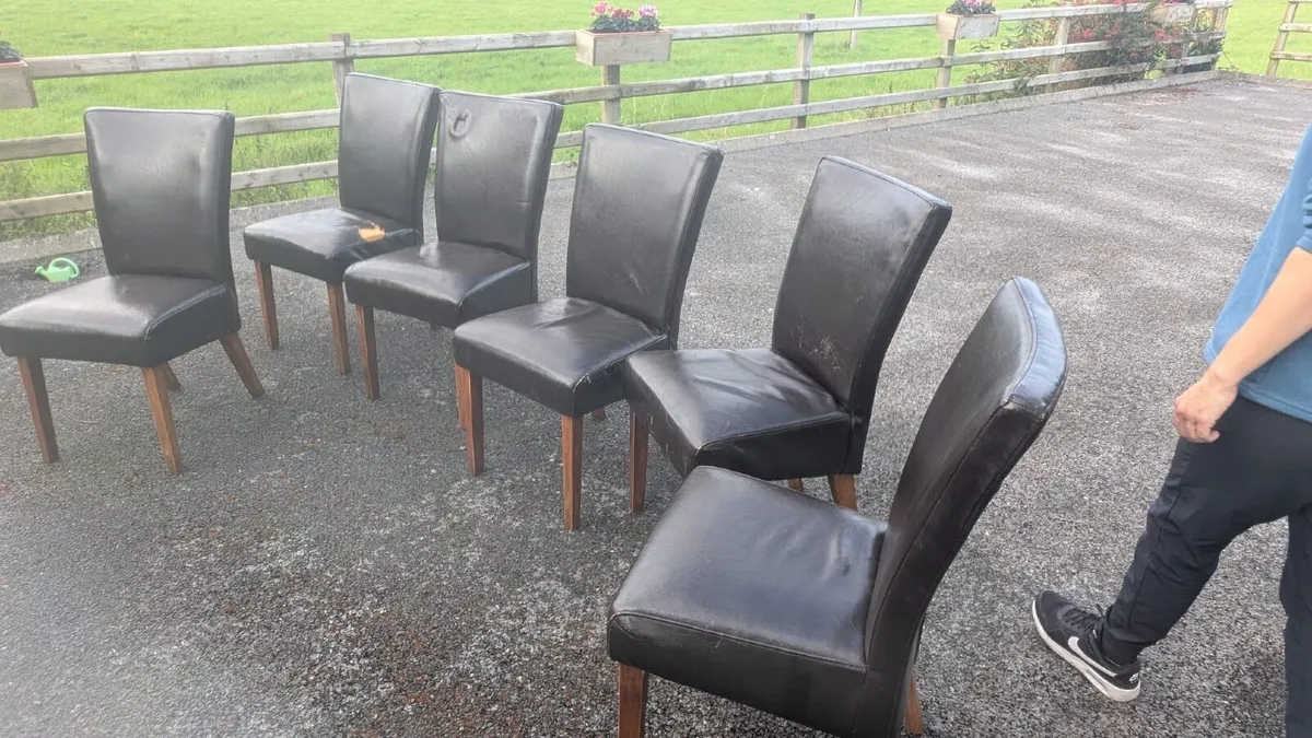 6 x leather dining chairs - Image 2