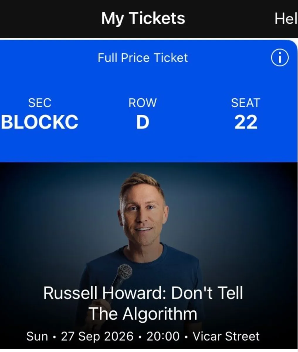 Russell Howard Vicar Street 27/9/26