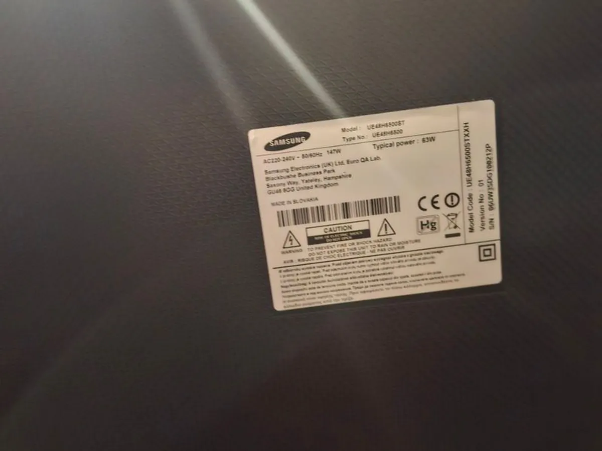 48" Samsung 1080p Smart TV Model UE48H6500ST - Image 3