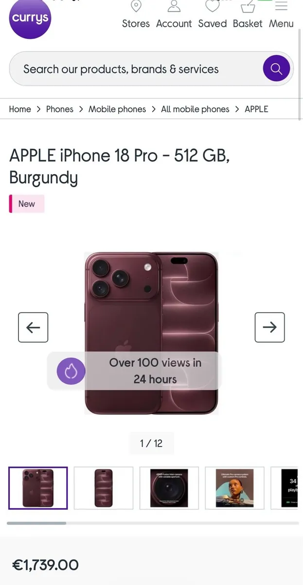 Apple iPhone 18 PRO 512GB Burgundy (SIM FREE) - Image 3