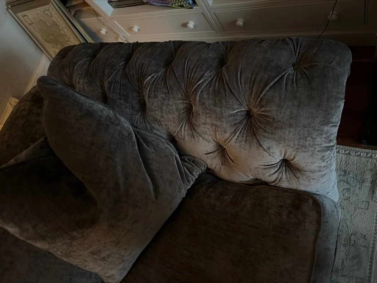 Grey velvet sofa - Image 2