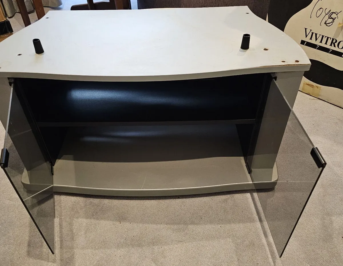 Grey TV stand & Cabinet, on castors - Image 2