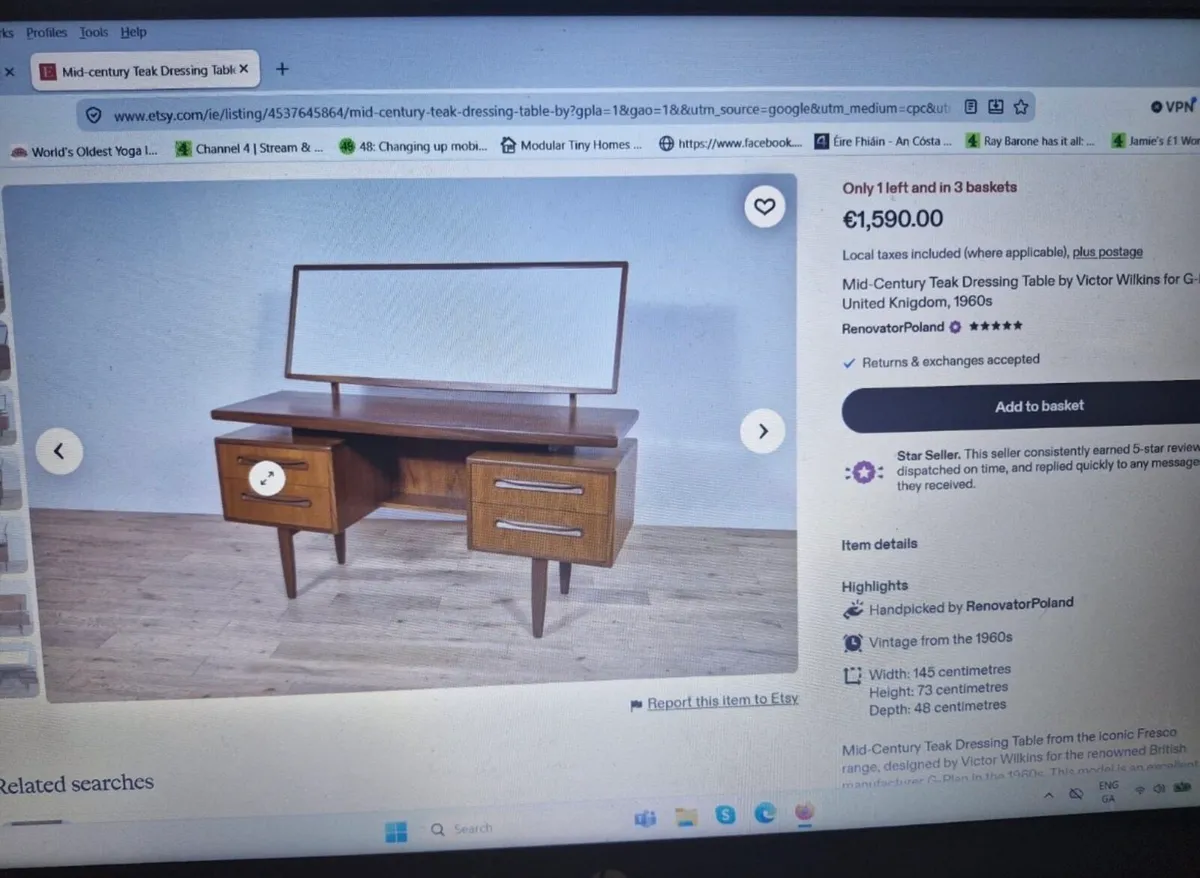 Mid Century Teak Dressing Table - Image 2