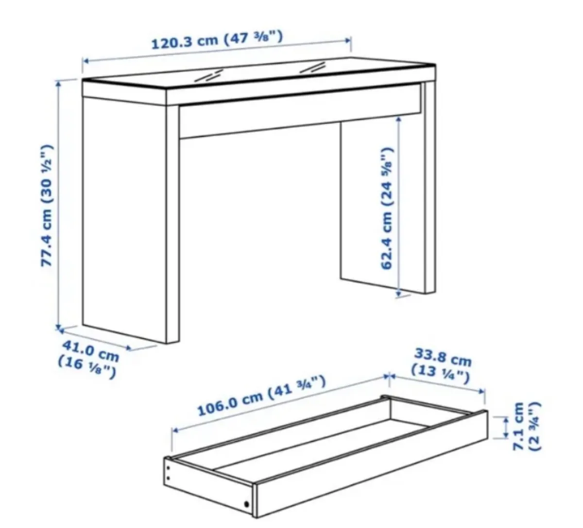 Malm Dressing table with Mirror - Image 3