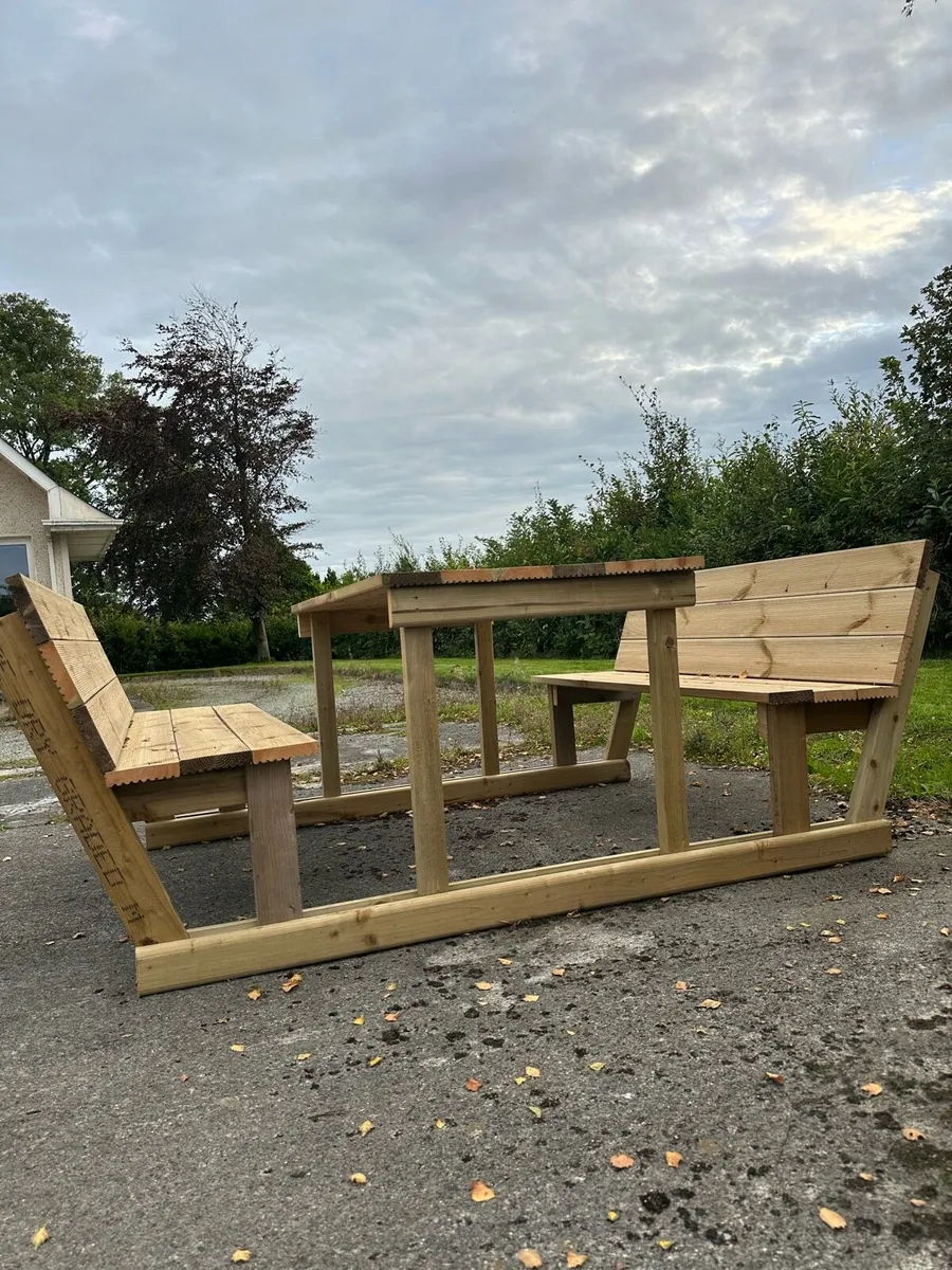 Handmade Picnic Table & Bench Set - Image 3