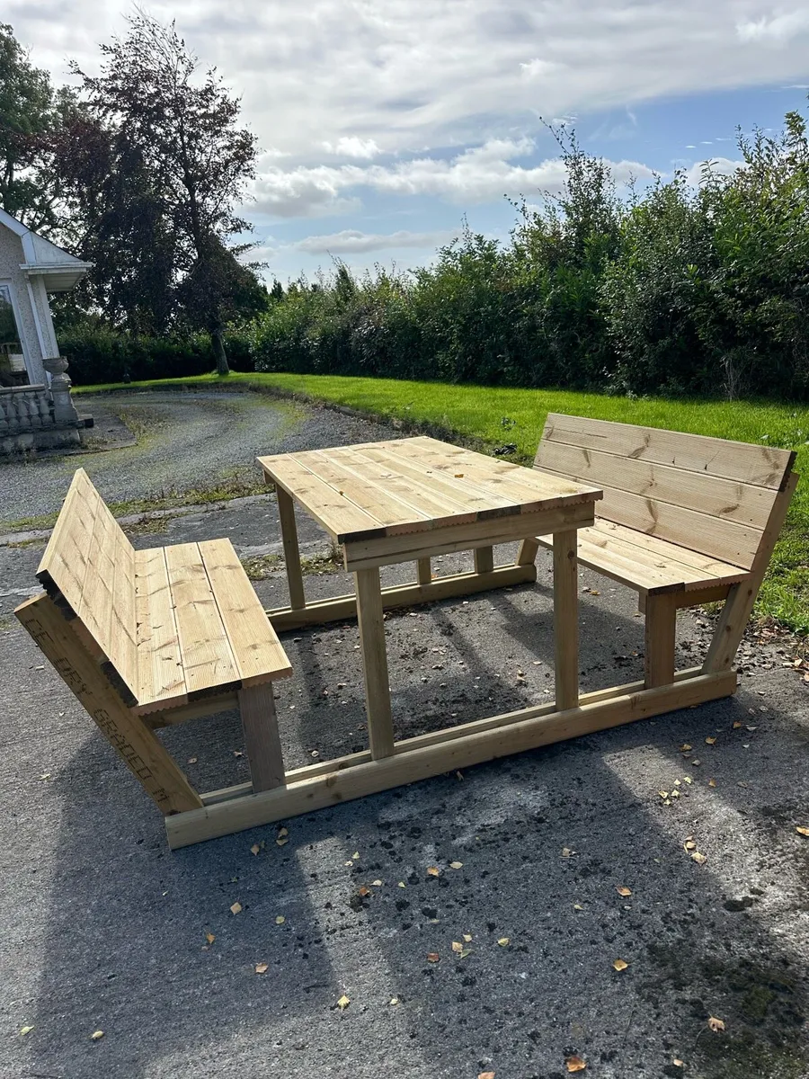 Handmade Picnic Table & Bench Set - Image 1