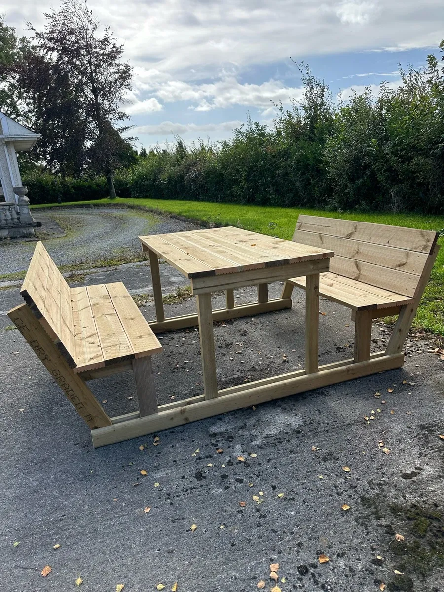 Handmade Picnic Table & Bench Set - Image 2