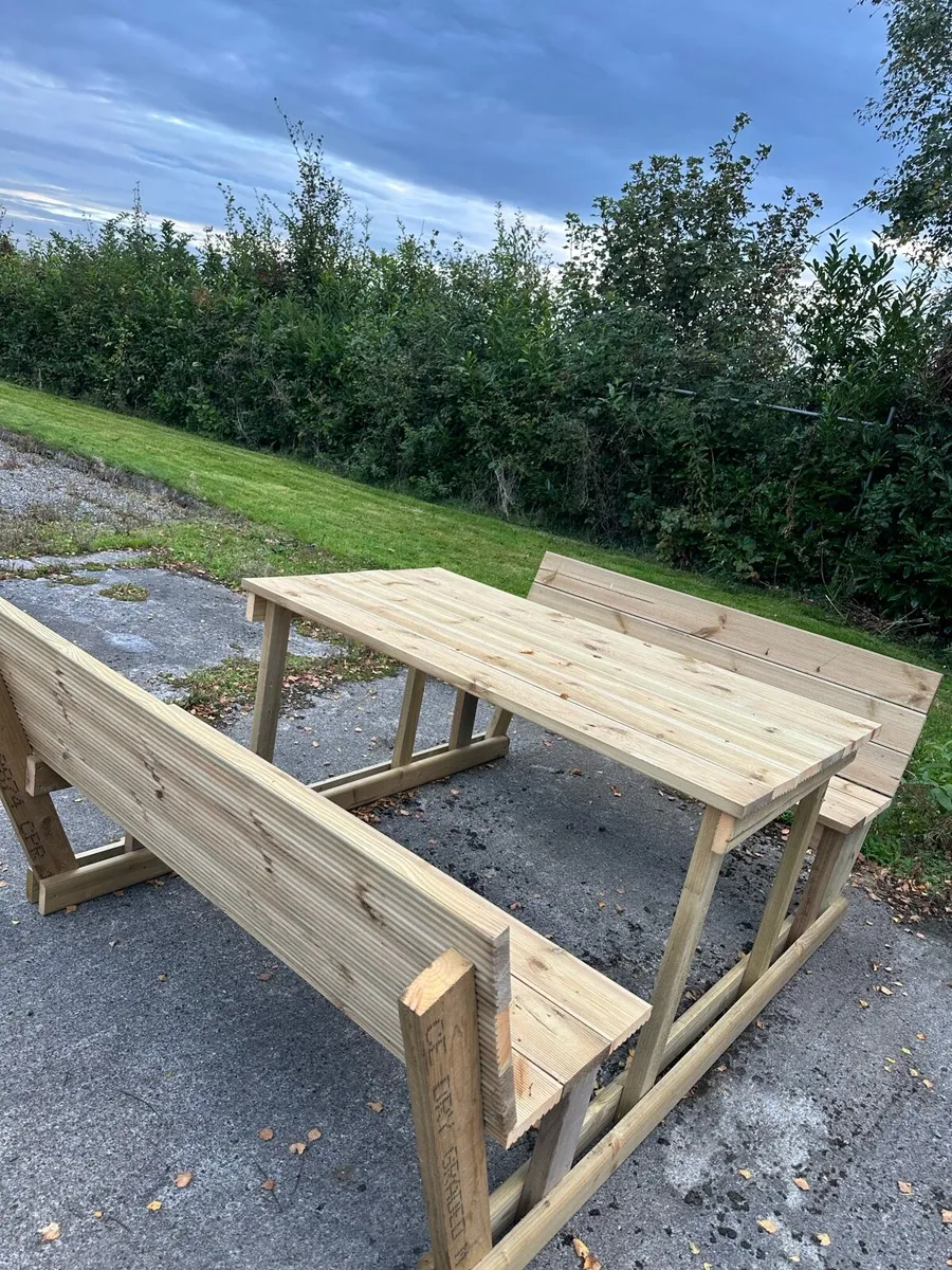Handmade Picnic Table & Bench Set - Image 4