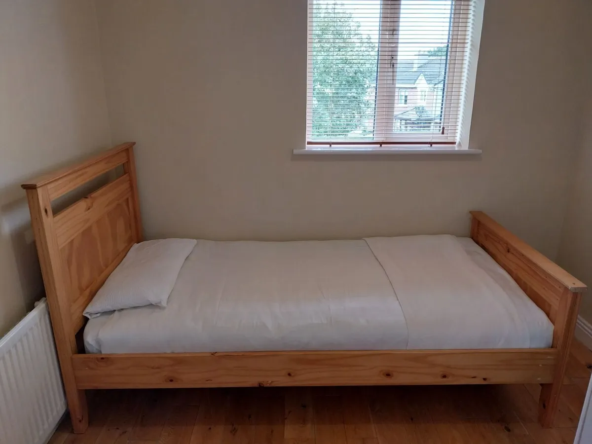Single Bed Frame & Mattress (Solid Wood) - Image 1