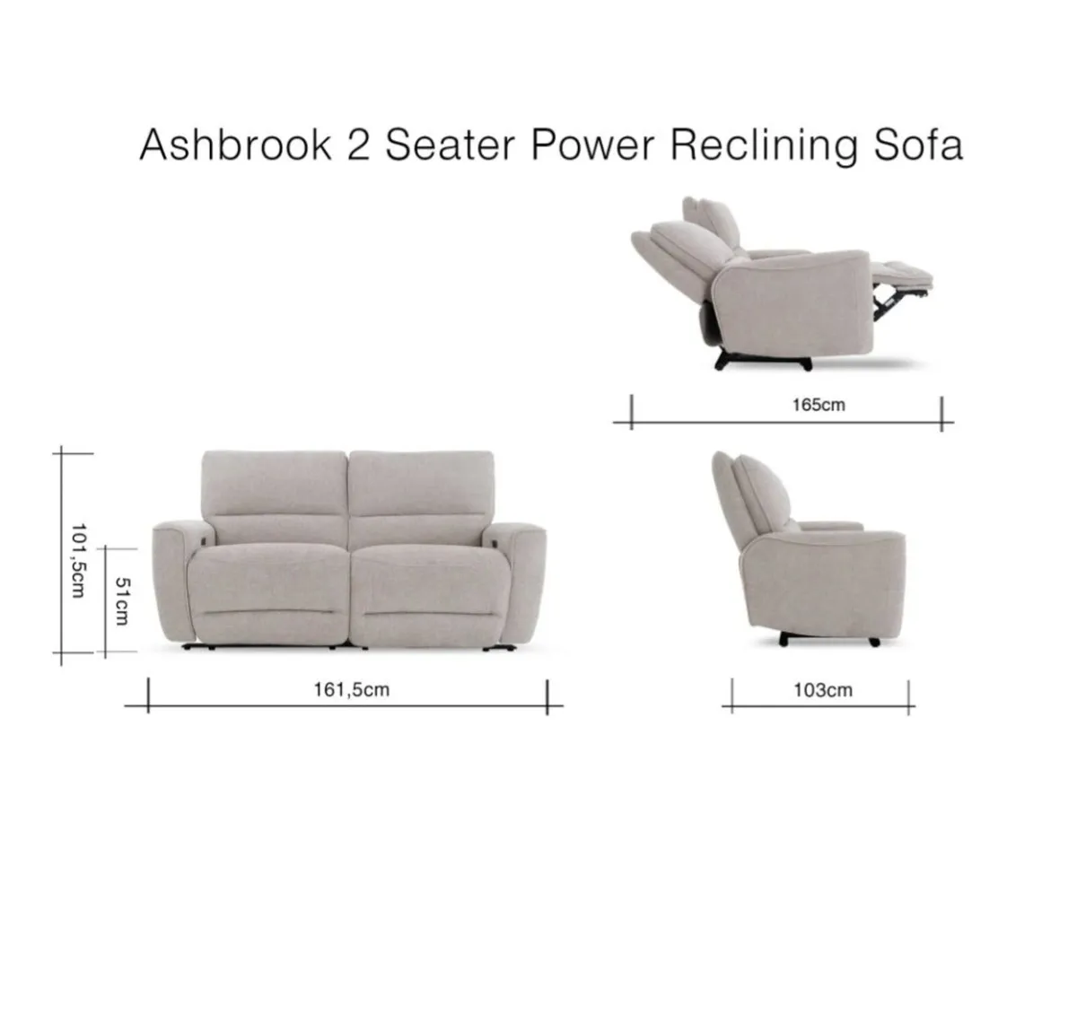 Ashbrook 2 Seater Power Reclining Sofa - Image 4