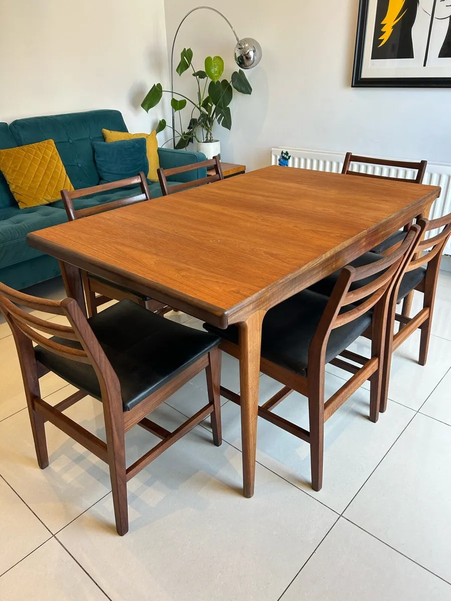 John Herbert mid century table set & 6 chairs - Image 1