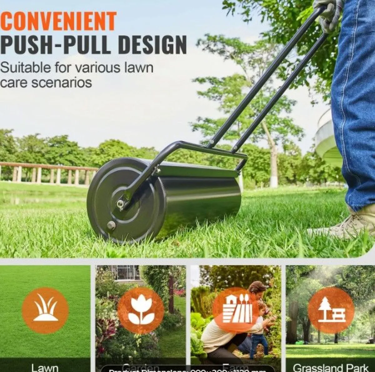 61 Litre Lawn Roller for Grass Seed and Garden Soi - Image 2