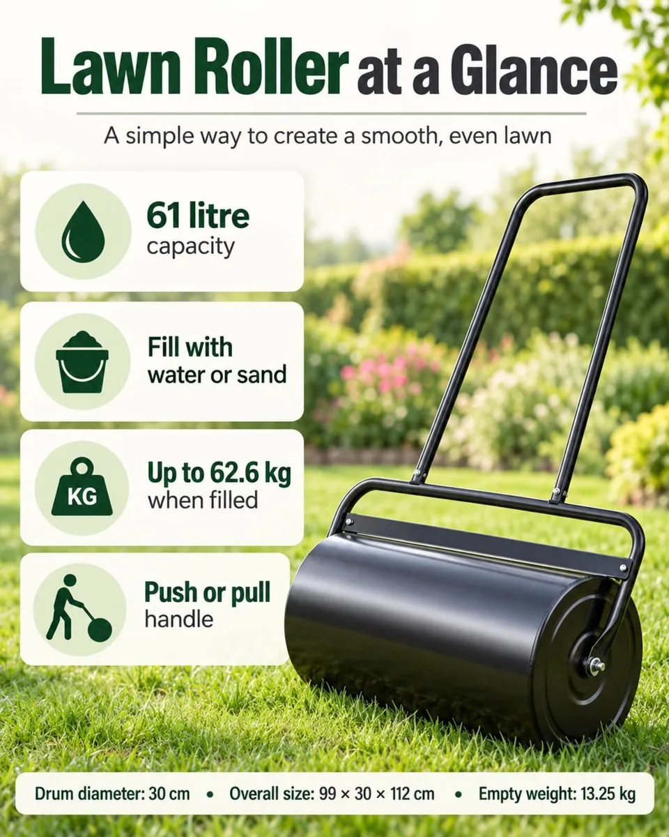 61 Litre Lawn Roller for Grass Seed and Garden Soi - Image 3