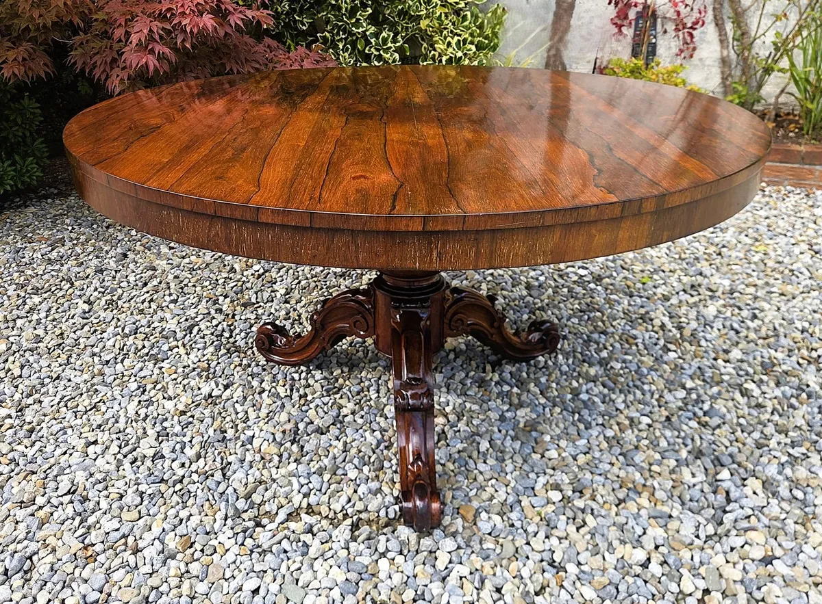 Victorian Rosewood Round Table - Circa 1850 - Image 1