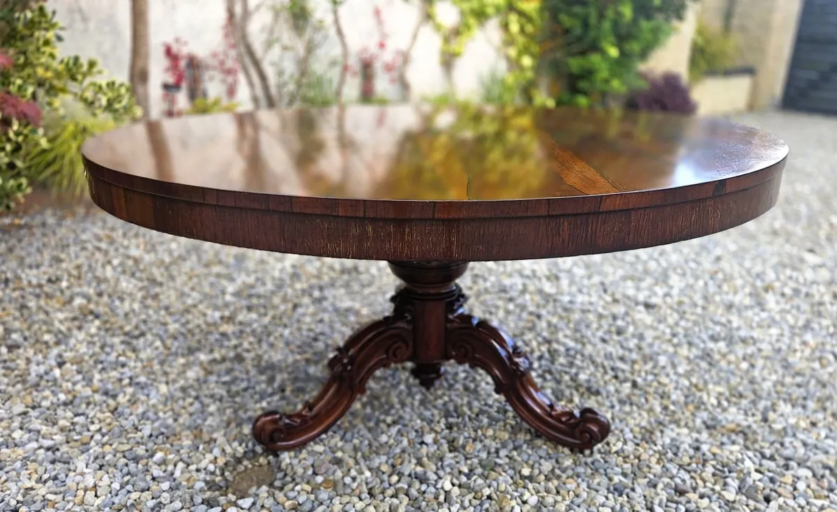 Victorian Rosewood Round Table - Circa 1850 - Image 2