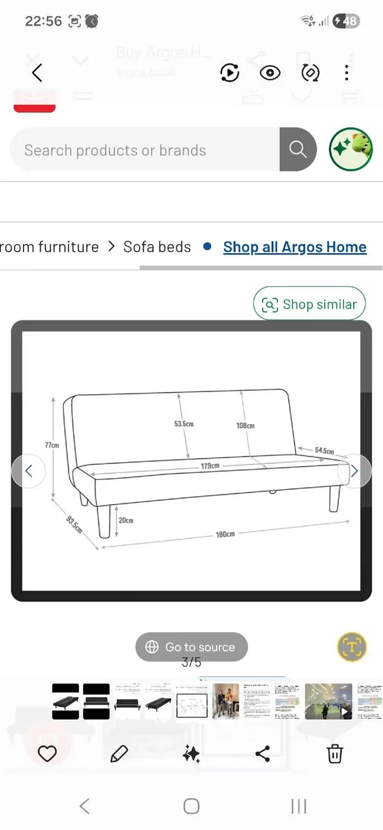 Black leather sofa bed - Image 2