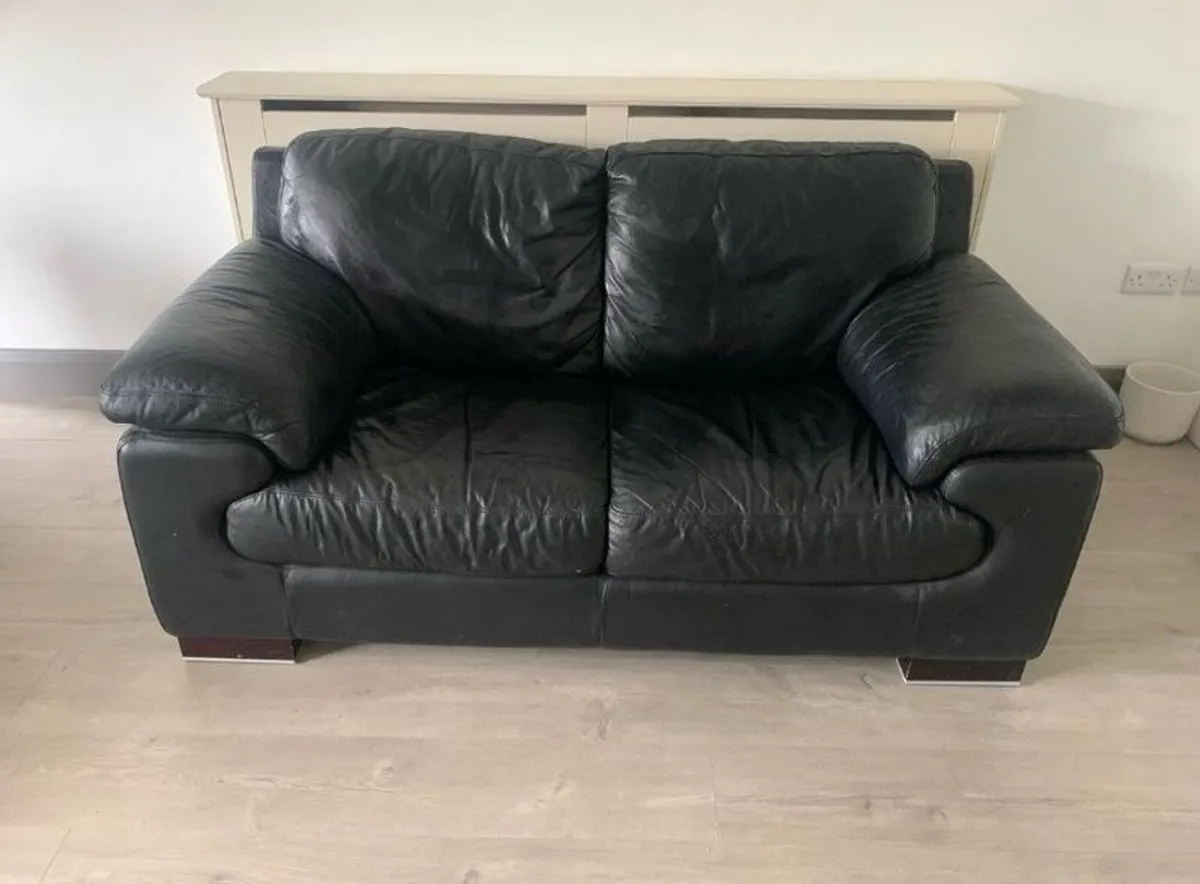 Black Leather Couch - Image 2