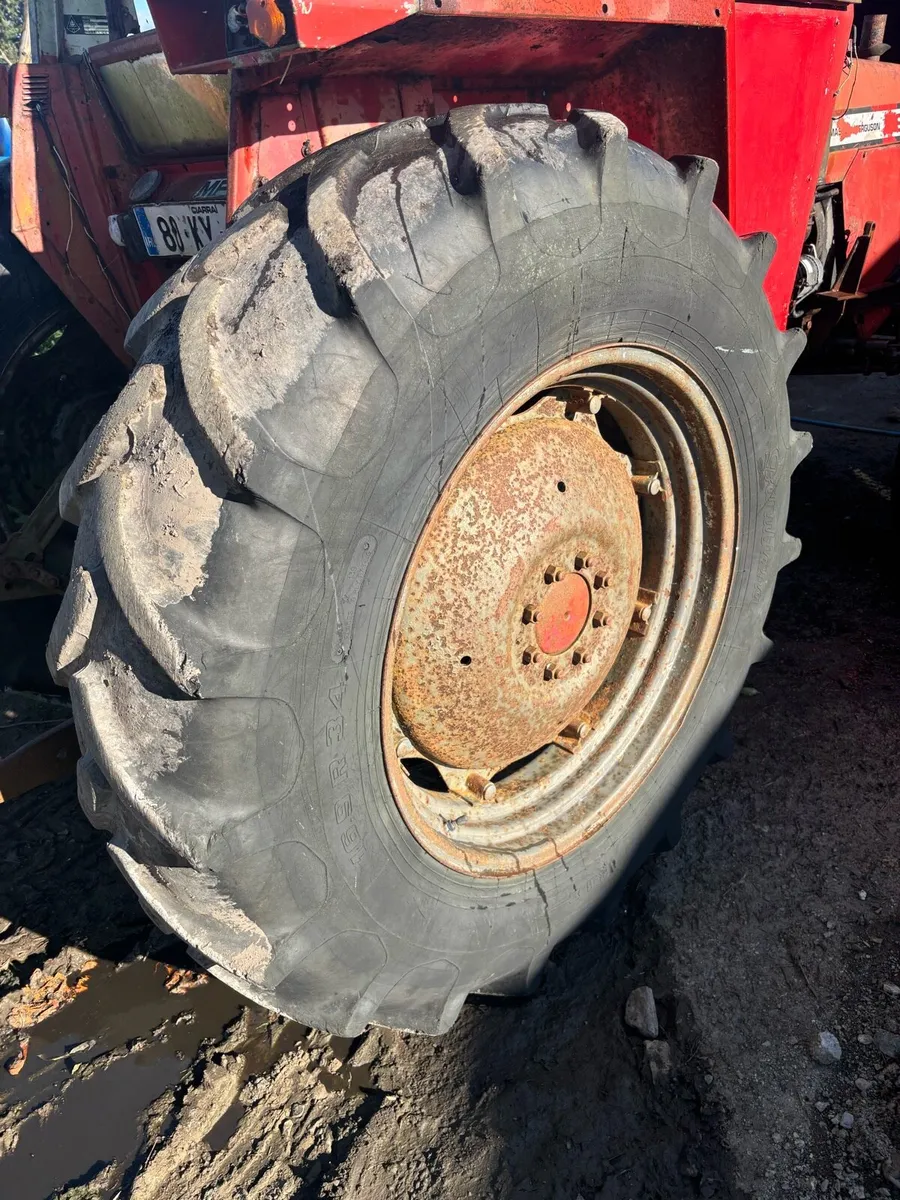 16.9 x 34 tyres on rims Massey - Image 1