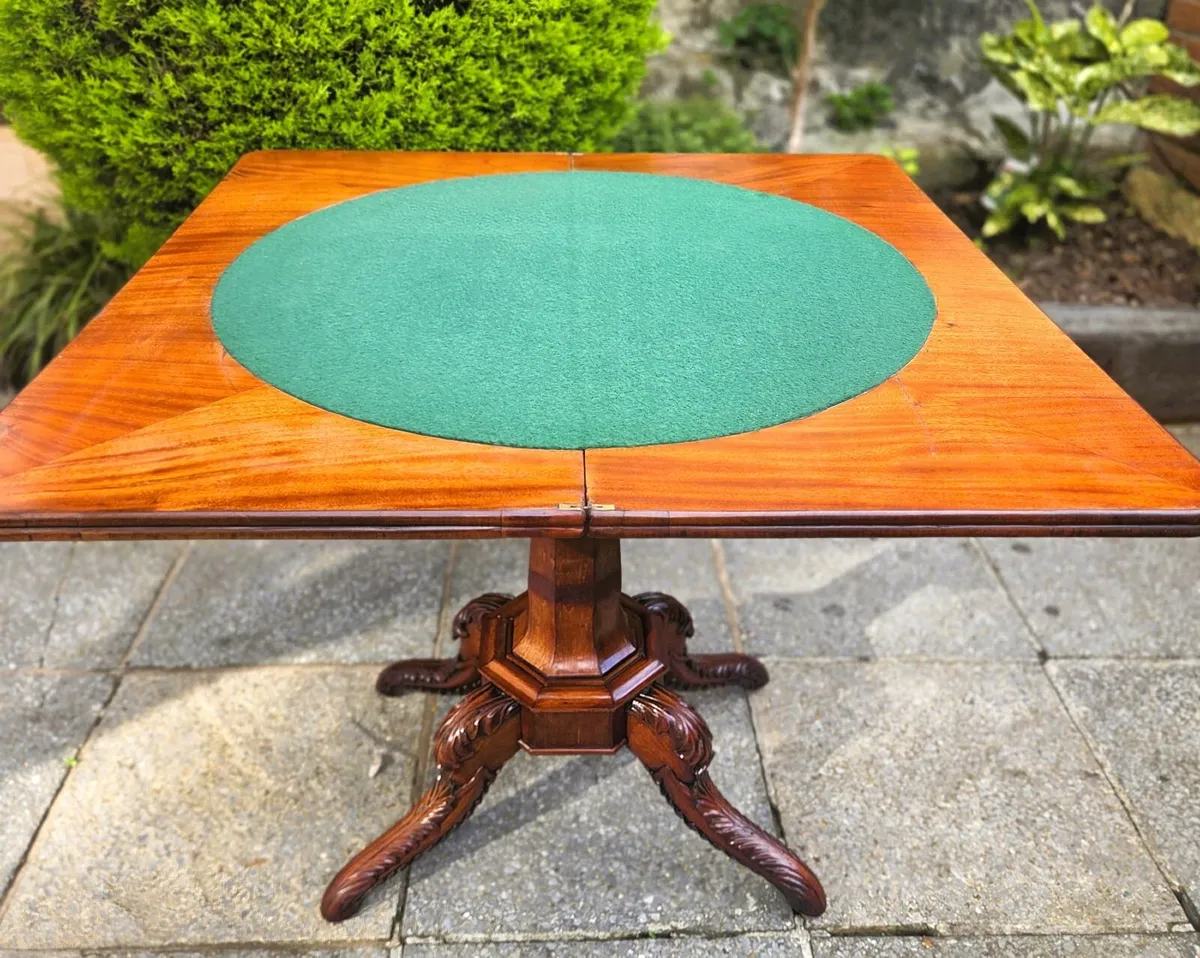 Antique Fold Over Card Table- Circa 1830 - Image 3
