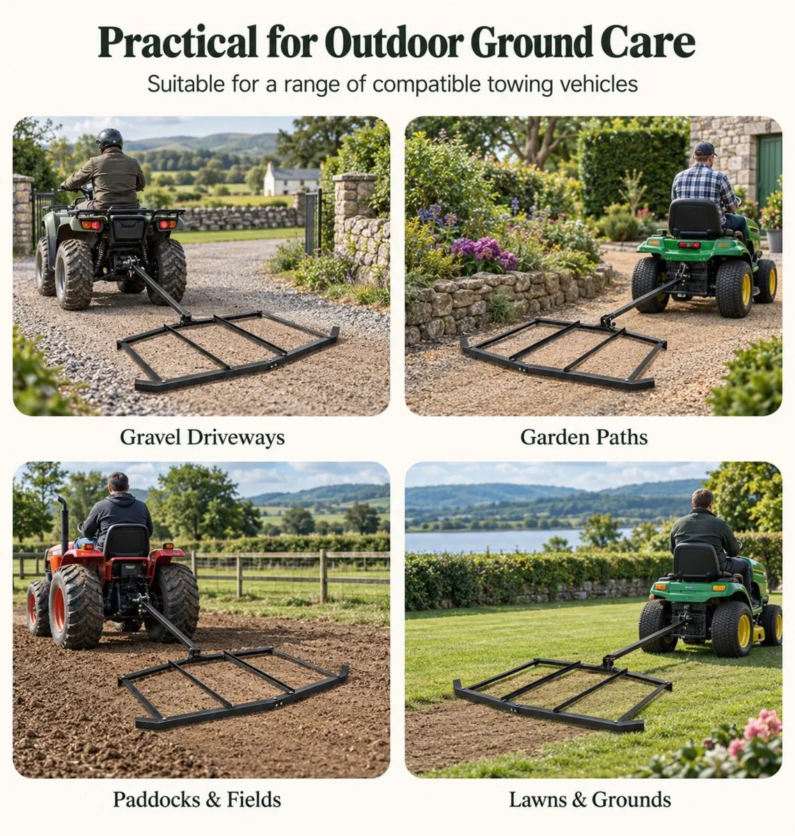 6ft Tow Behind Drag Harrow for ATV Tractor and Dri - Image 3