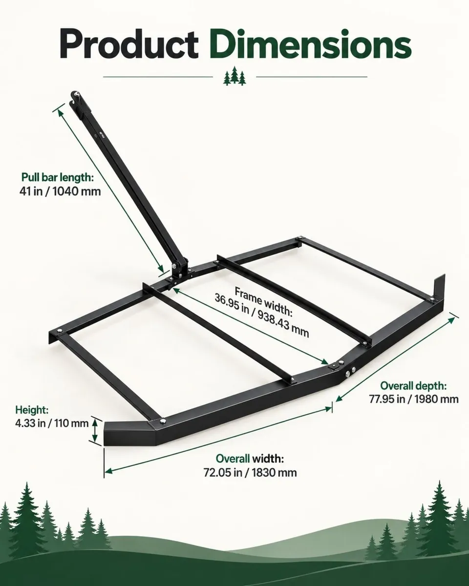 6ft Tow Behind Drag Harrow for ATV Tractor and Dri - Image 2