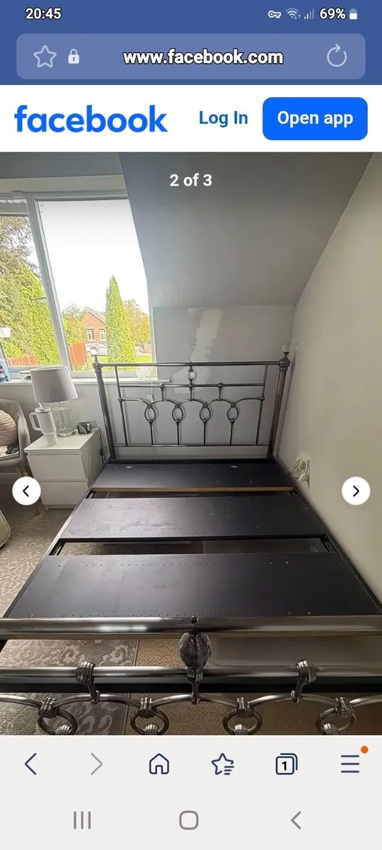 Beautiful Double Metal framed bed- Crystal detail - Image 3