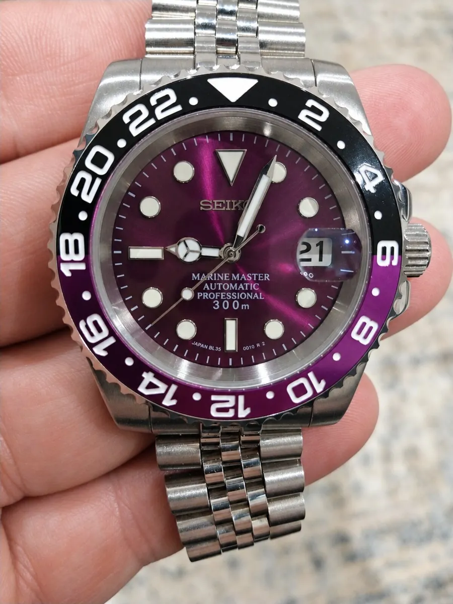 Seiko 4R35 Automatic Purple GMT-Style Mod Watch - Image 3