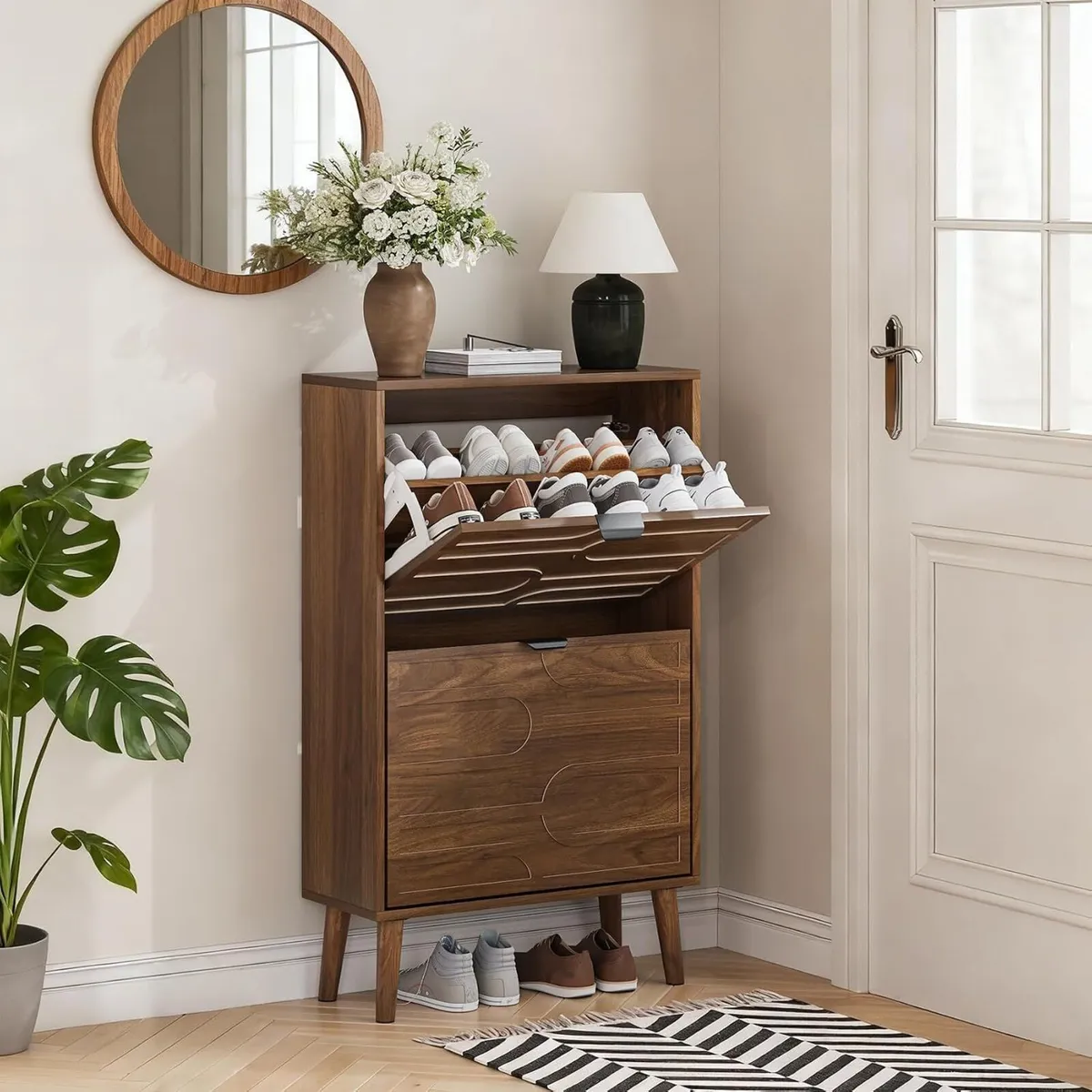 Shoe Cabinet Storage for Entryway with 2 Flip - Image 3
