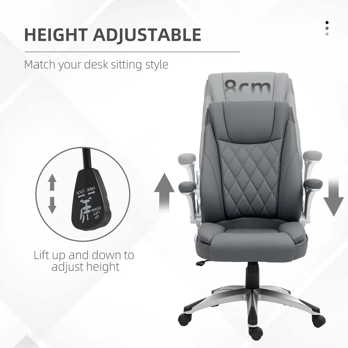 Executive Office Chair with Arms PU Leather - Image 4