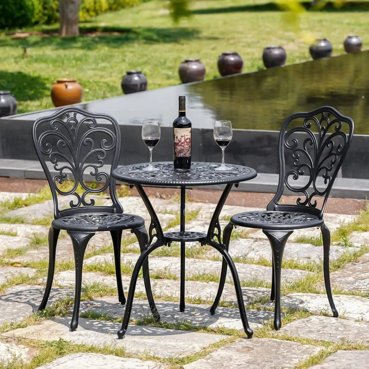 Garden Bistro Table and Chairs Metal Set - Image 2