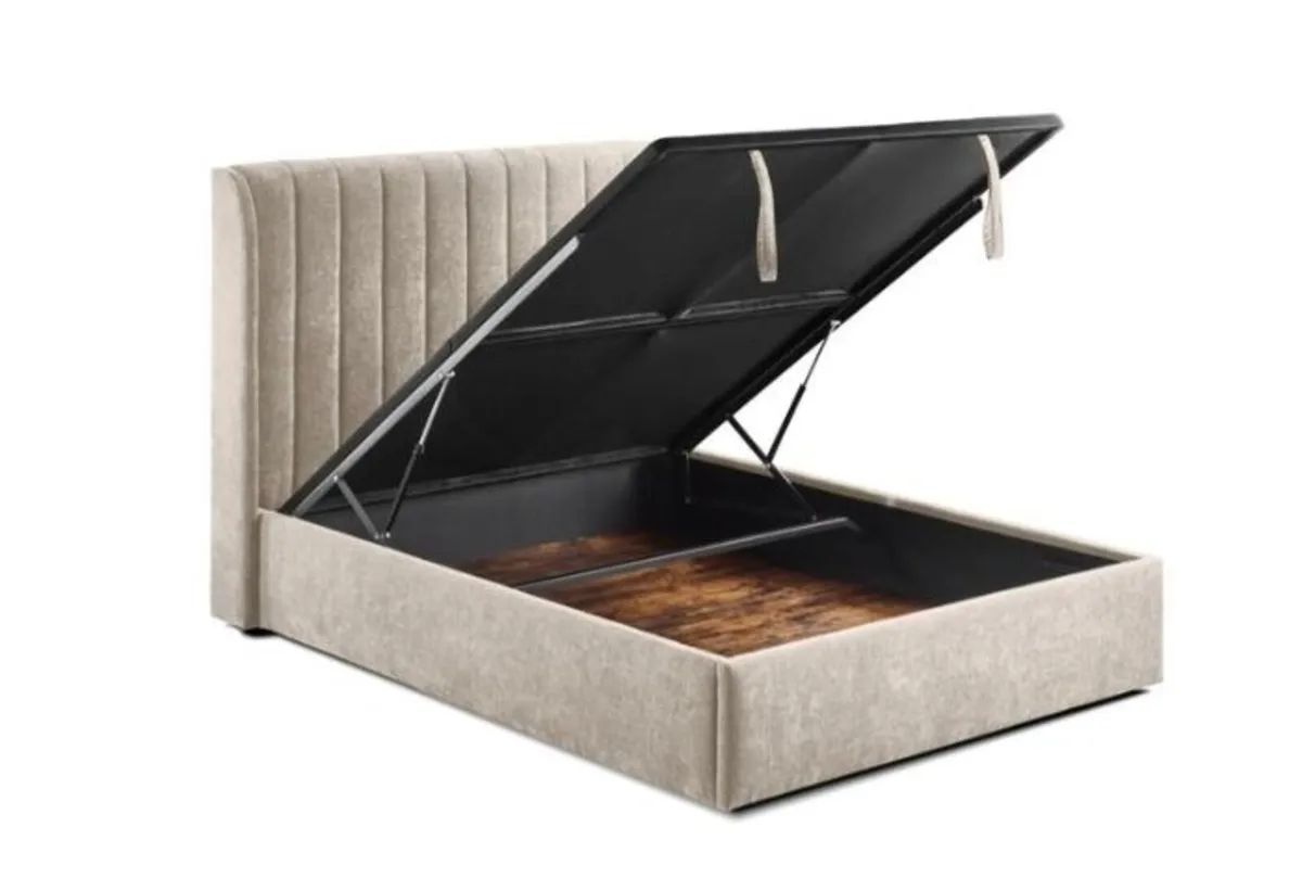 Frida Beige Gas Lift Storage Bed / 3 Sizes - Image 1