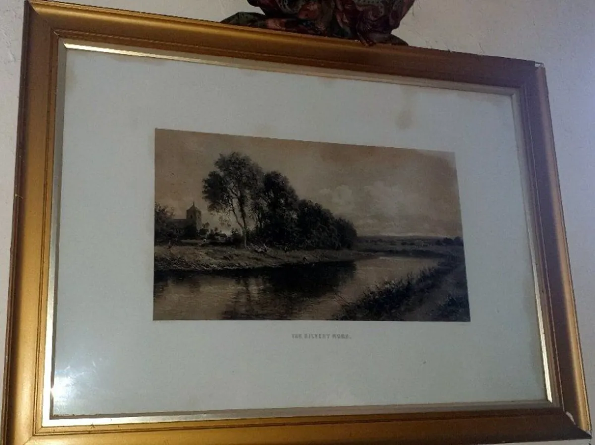 Large Antique Framed Landscape 'The Silvery Morn' - Image 3