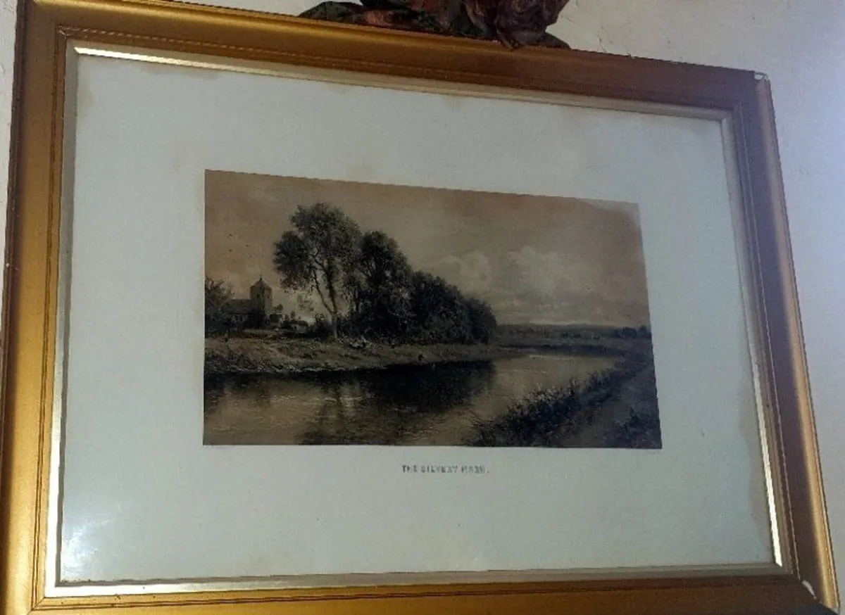 Large Antique Framed Landscape 'The Silvery Morn' - Image 1
