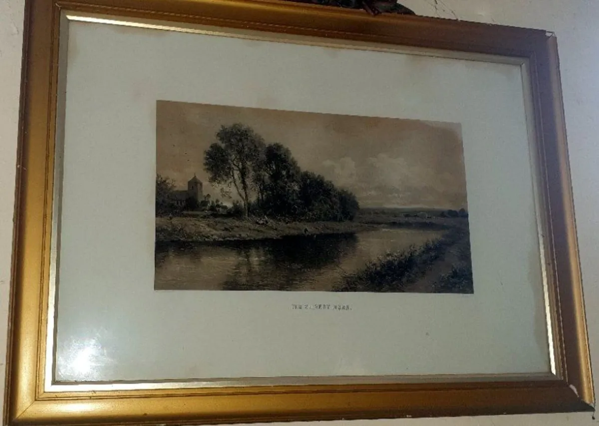 Large Antique Framed Landscape 'The Silvery Morn' - Image 4