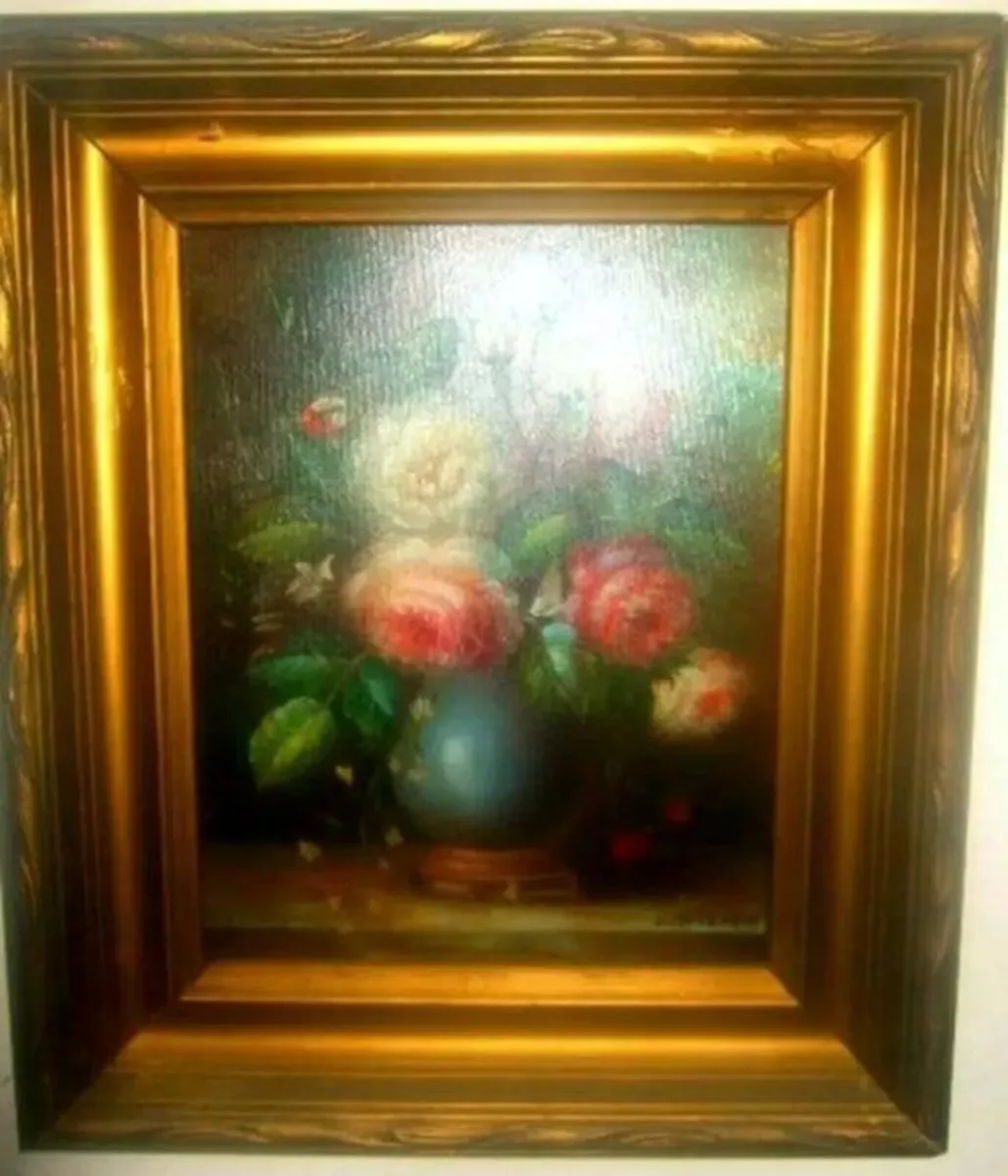 Pristine Vintage Floral Oil Painting-C. Josephin - Image 3