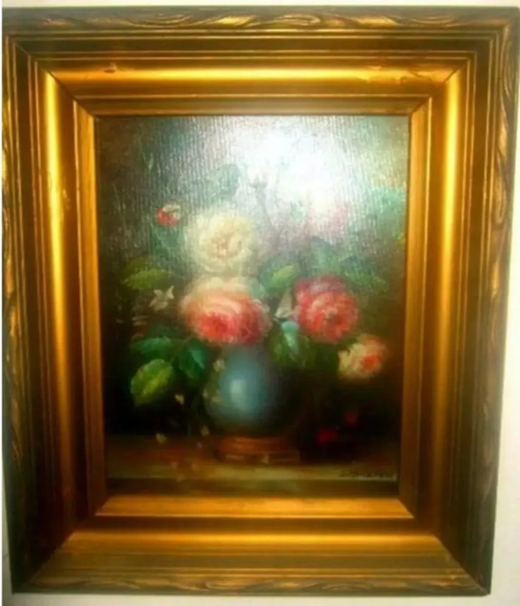 Pristine Vintage Floral Oil Painting-C. Josephin - Image 4