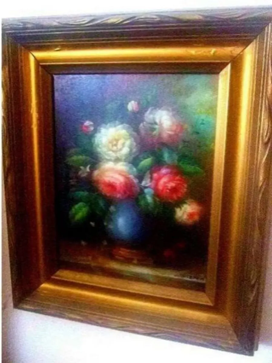 Pristine Vintage Floral Oil Painting-C. Josephin - Image 1