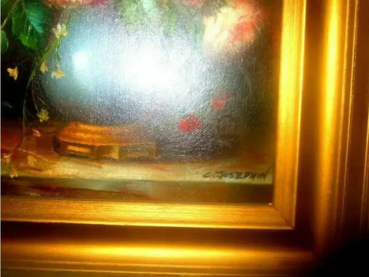 Pristine Vintage Floral Oil Painting-C. Josephin - Image 2