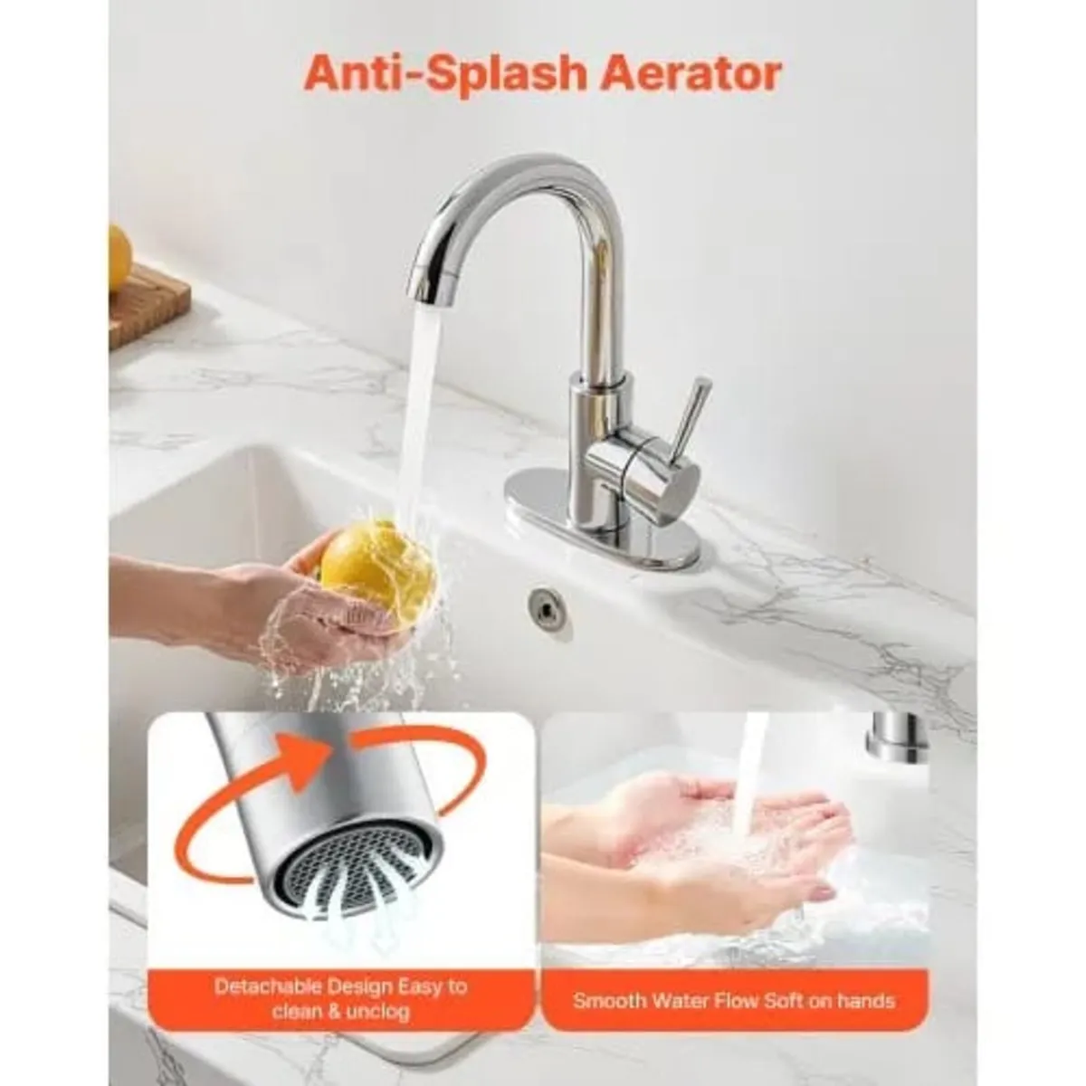 Single Handle Sink Faucet, Brushed Nickel Single H - Image 2
