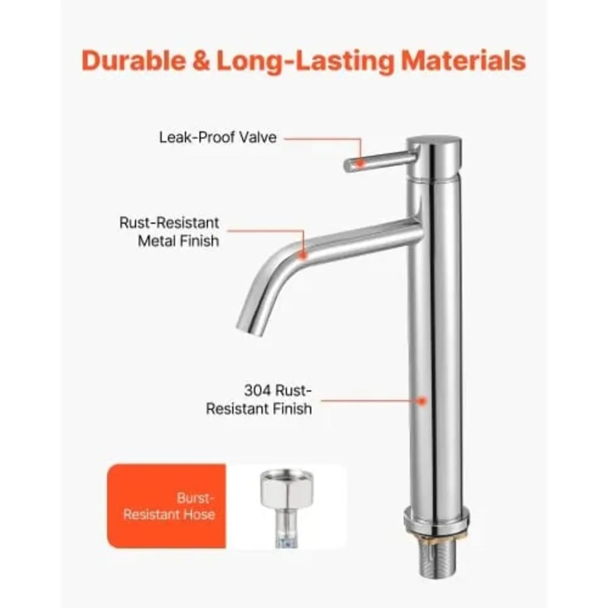 Single Handle Sink Faucet, Chrome-Plated Silver Fa - Image 2